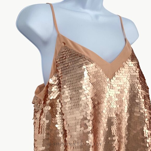 NWT Anthropologie Moulinette Soeurs Women's Sequin Cami Tank Top Sz 8, Rose Gold - Picture 10 of 12
